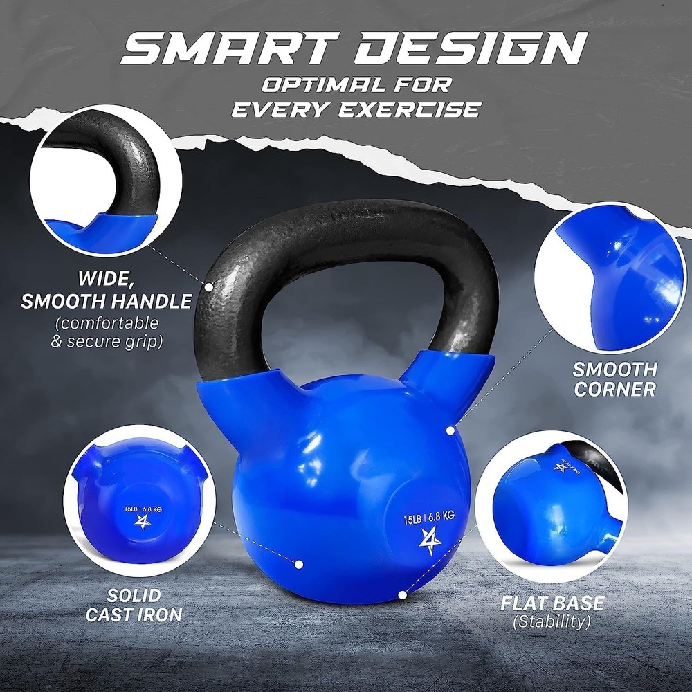 Flat Bottom 15 LB Kettlebell: Ideal for Stability and Versatile Exercises