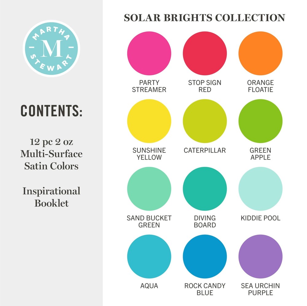 Multi-Surface Satin 12 pc Paint Set Solar Brights