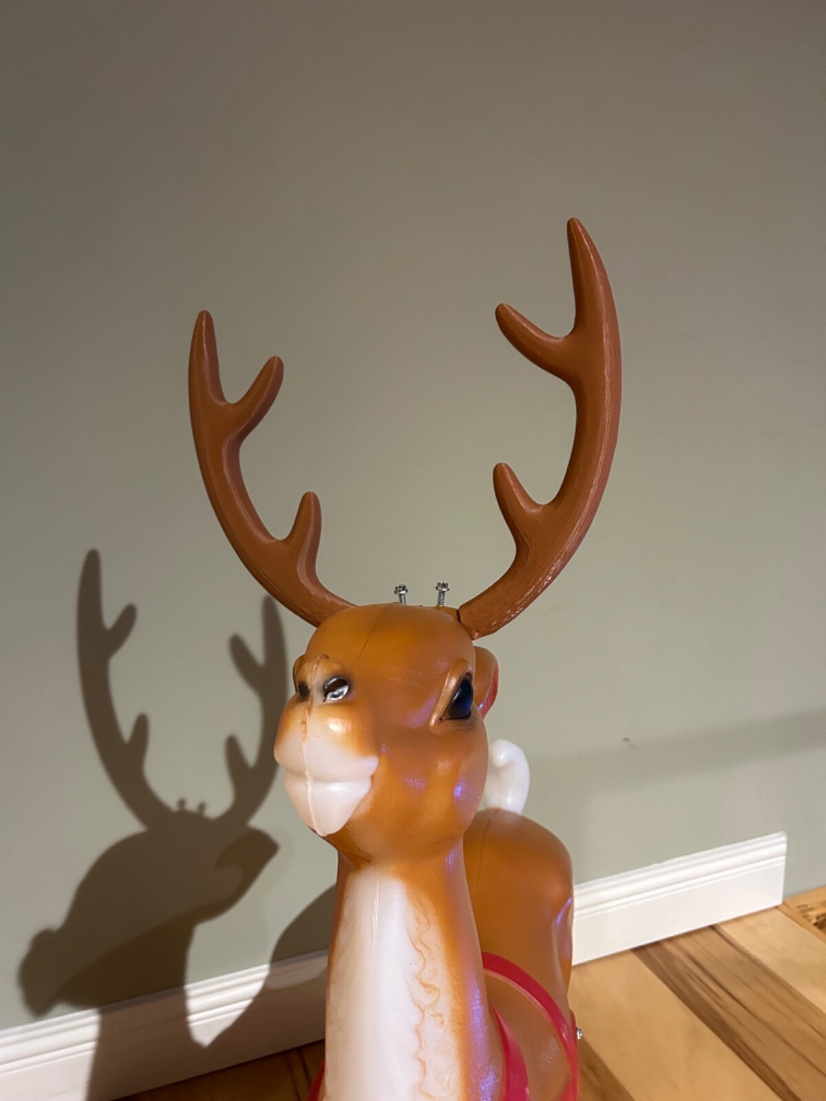 Reindeer Deer Antlers Blow Mold General Foam Santa Sleigh Replacement Set of 2