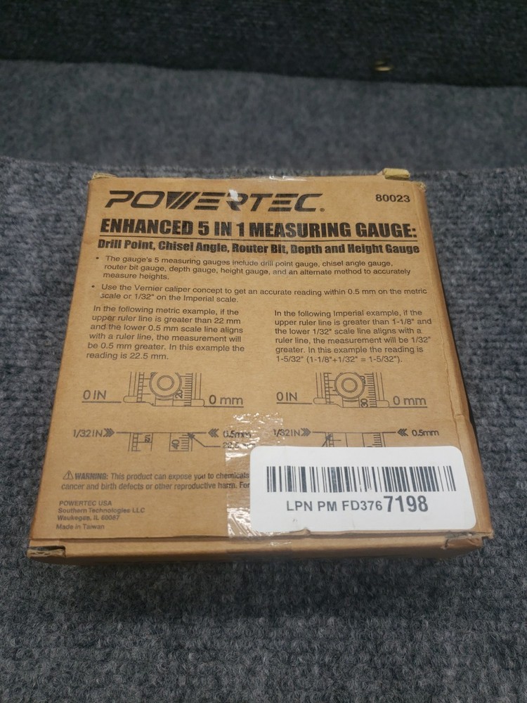 POWERTEC Universal 5-in-1 Measuring Gauge - Drill Point, Chisel Angle, etc