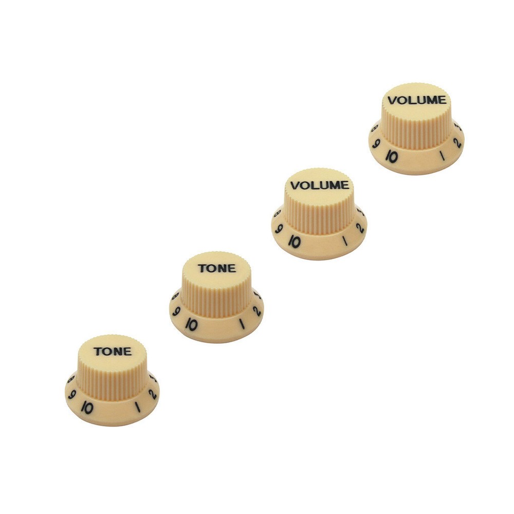 2T 2V ST Guitar Knobs Volume & Tone Control Knobs Cream with black number