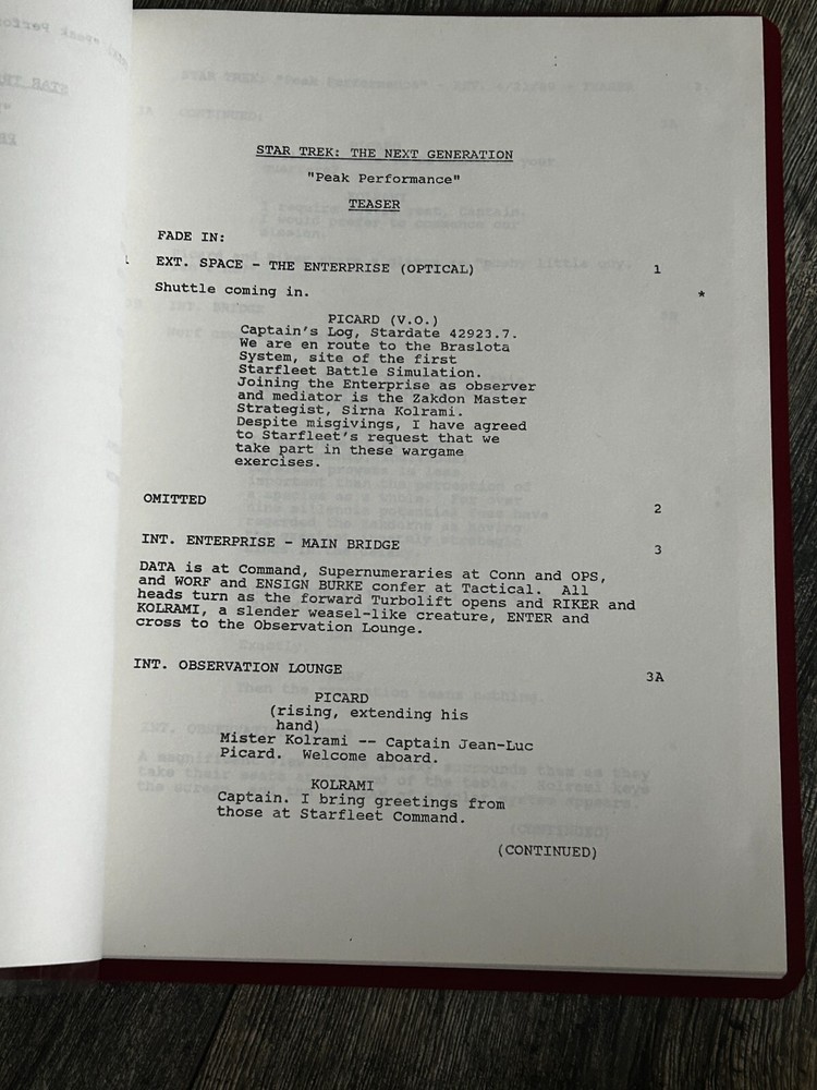 STAR TREK Script The Next Generation Peak Performance 2nd Revised Final Draft