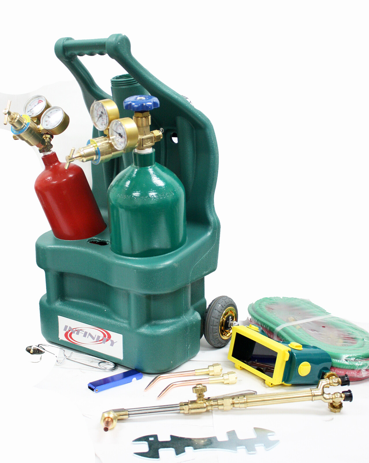 HVAC Brazing Welding Cutting Torch Kit w/Oxygen Acetylene Tanks Regulator & TOTE
