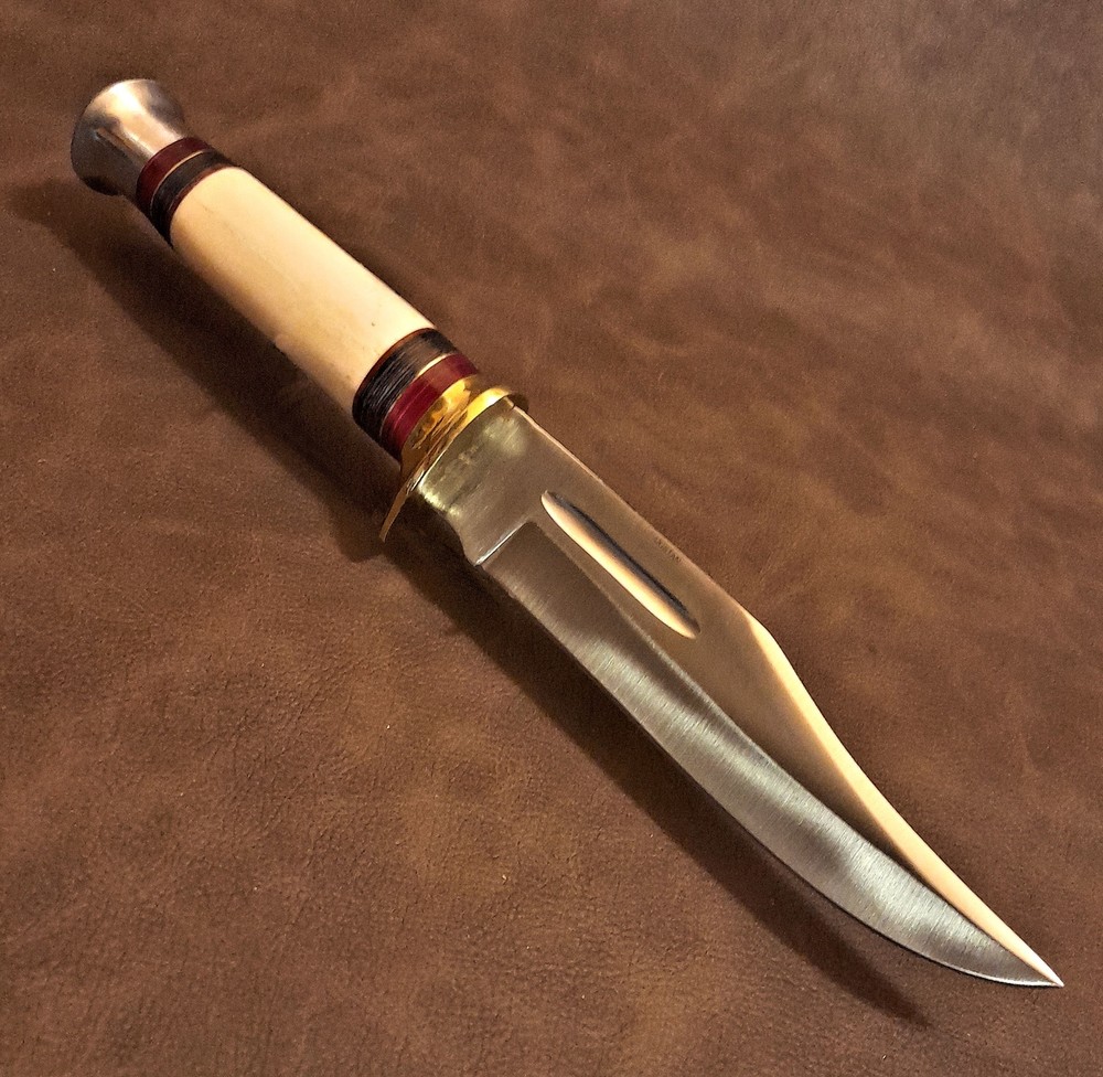 11.25" Real Bone Fixed Blade Bowie Hunter EDC Knife Red