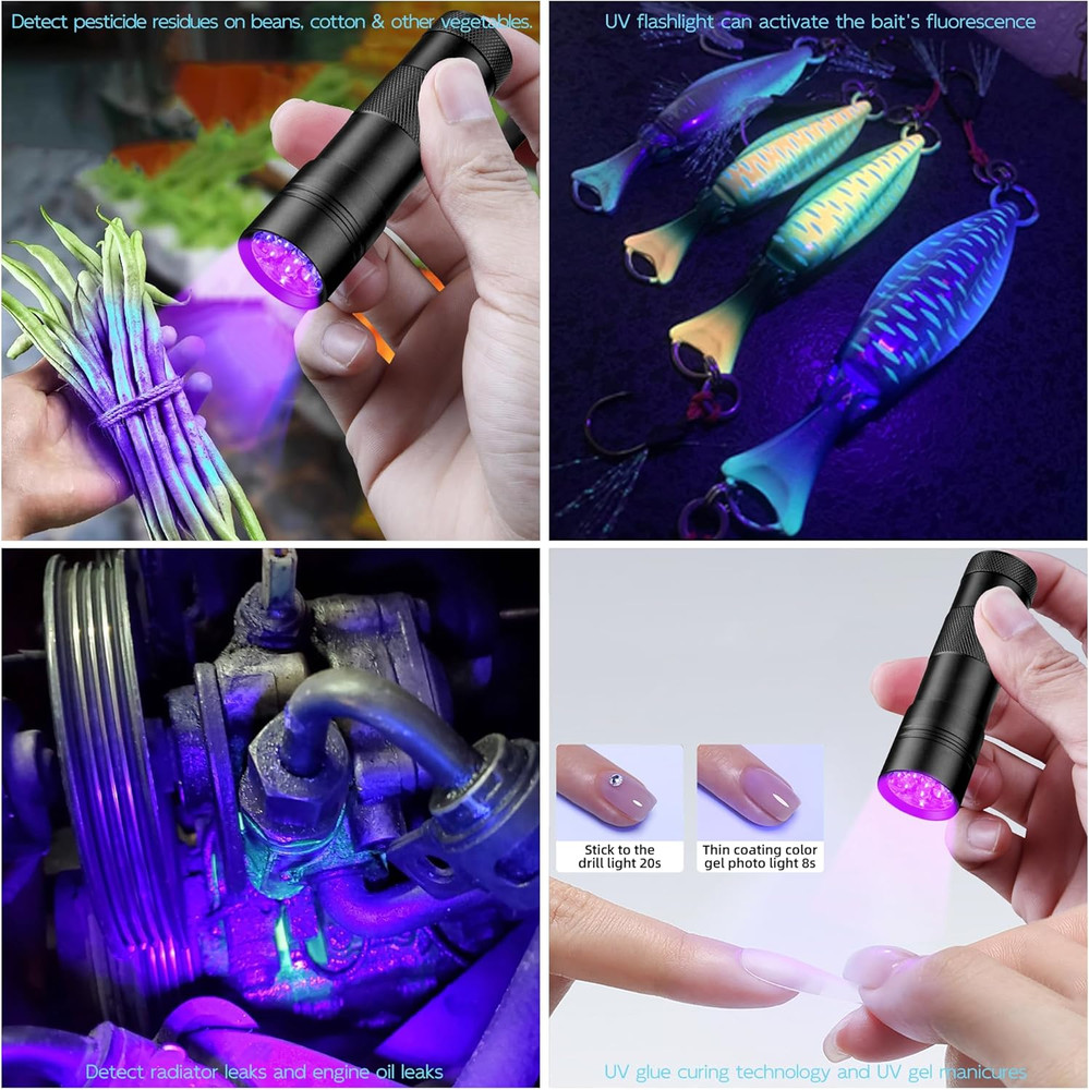 UV Flashlight Black Light–Small Portable Mini 12 LED Blacklight Flashlight for H