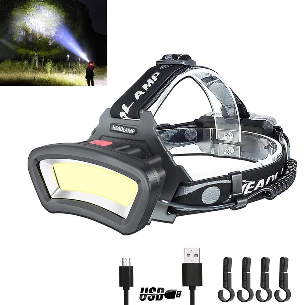 2 Pack LED Headlamp Headlight USB Rechargeable Waterproof Head Light Flashlight