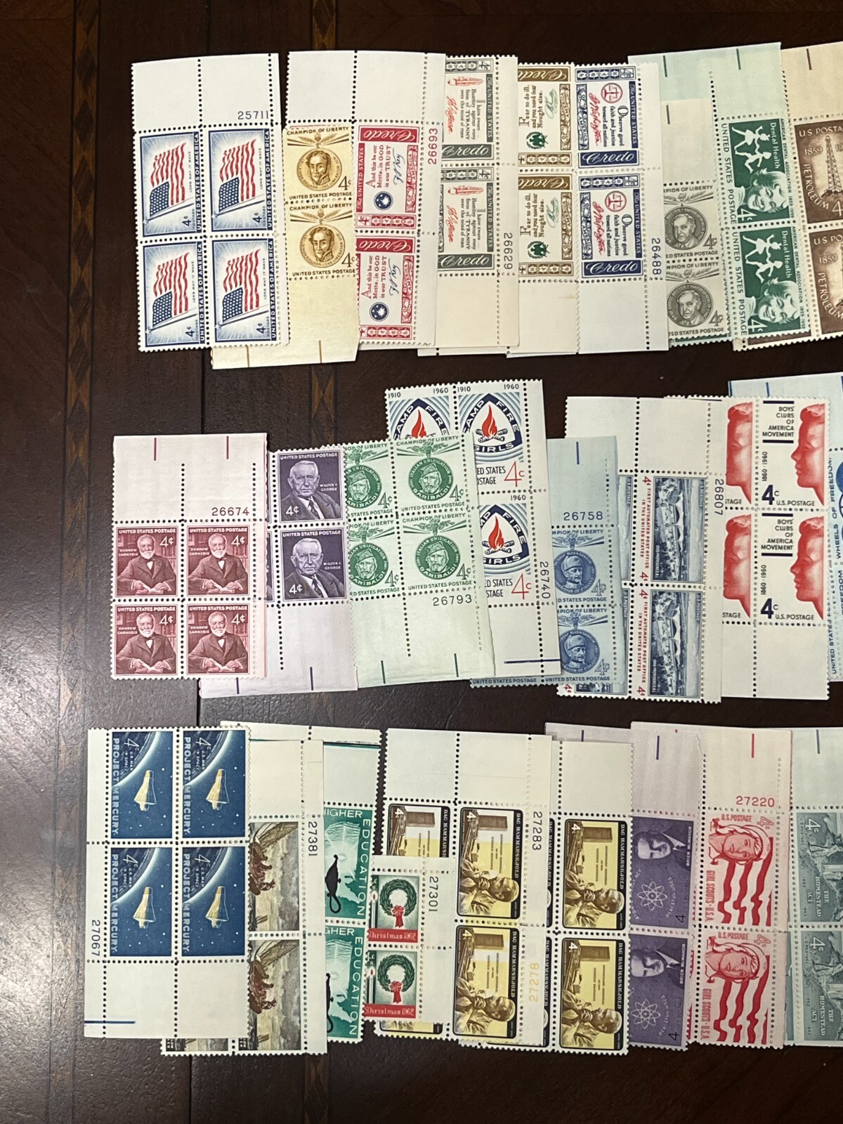 RHstamps 50 DIFFERENT 4 CENT MOSTLY COMMEM U.S. PLATE BLOCKS MINT NOT HINGED MNH