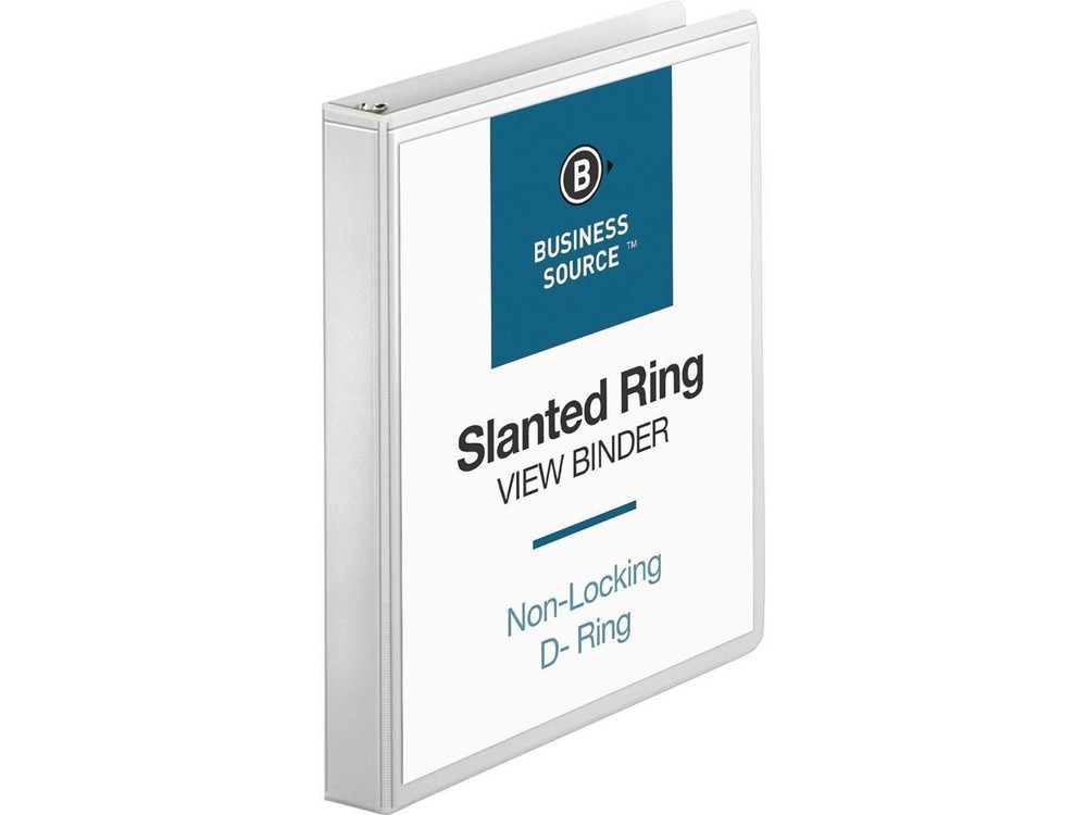 Business Source D-Ring Binder w/ Pockets 1" Capacity White 28440