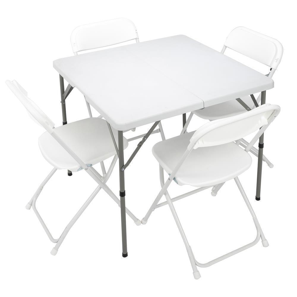 34" Fold in Half Square Table, Portable Plastic Dining Card Table Foldable Home