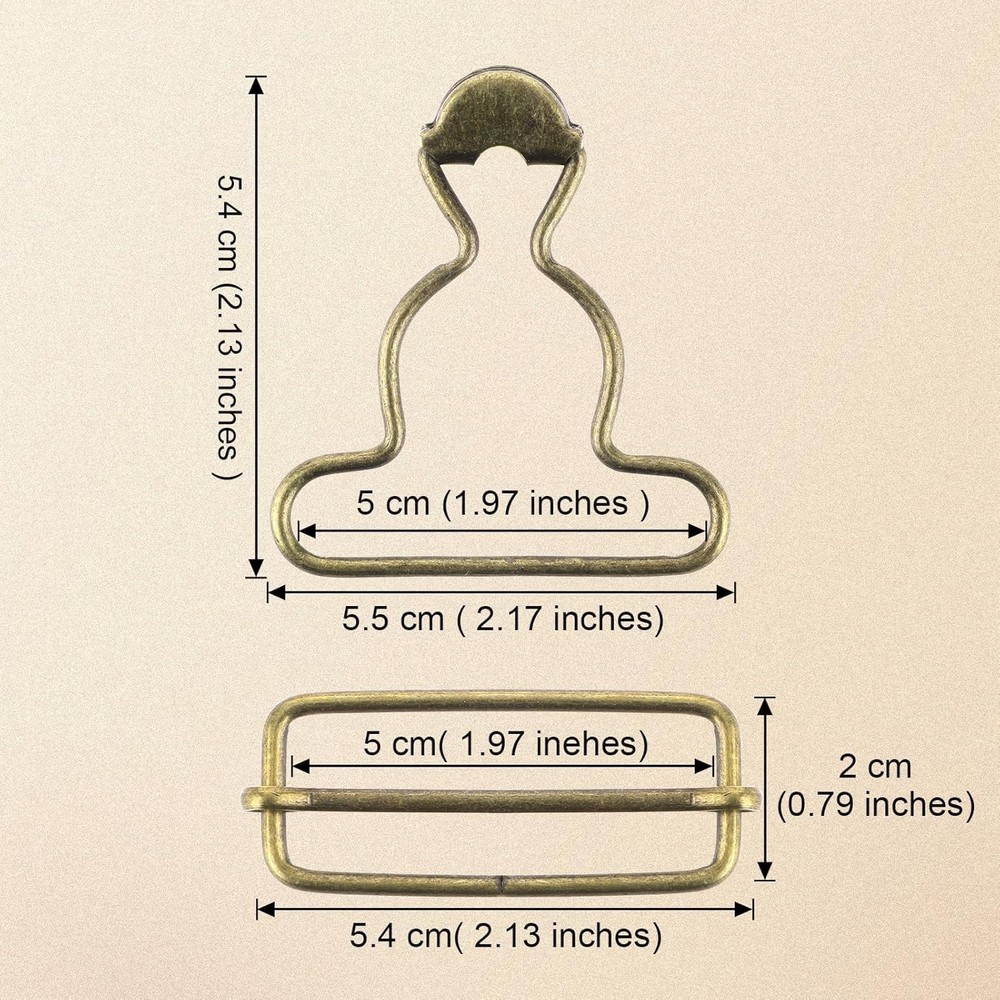 10 Pairs 2" Overall Buckles Replacement with Rectangle Sliding Bars