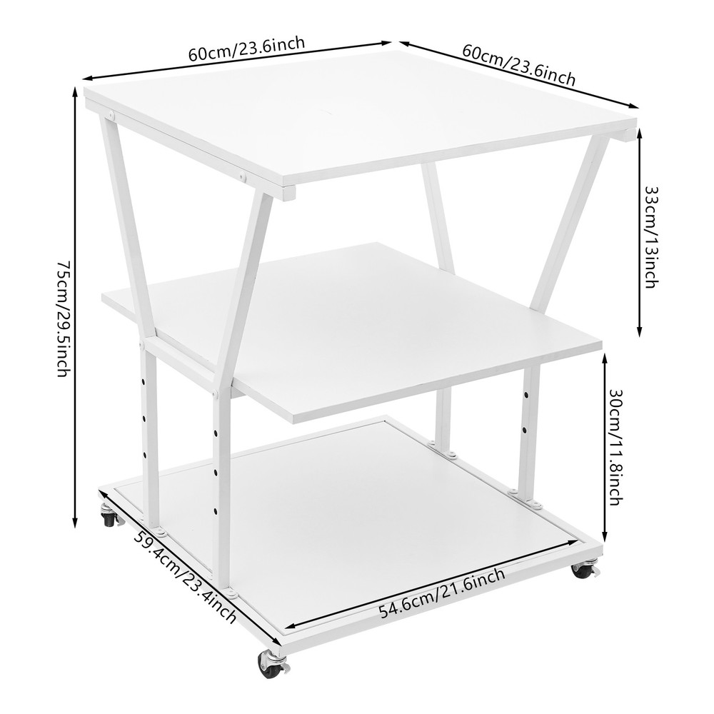 3-tier Printer Stand Printer Stand With Universal Wheels For Home/office White