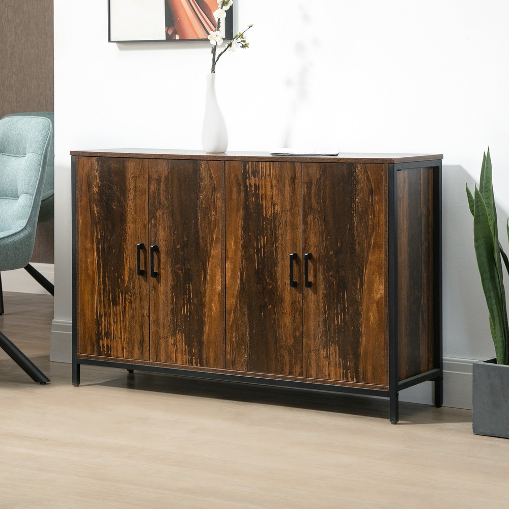 Industrial Sideboard Buffet Storage Cabinet with Adjustable Shelves Rustic Brown