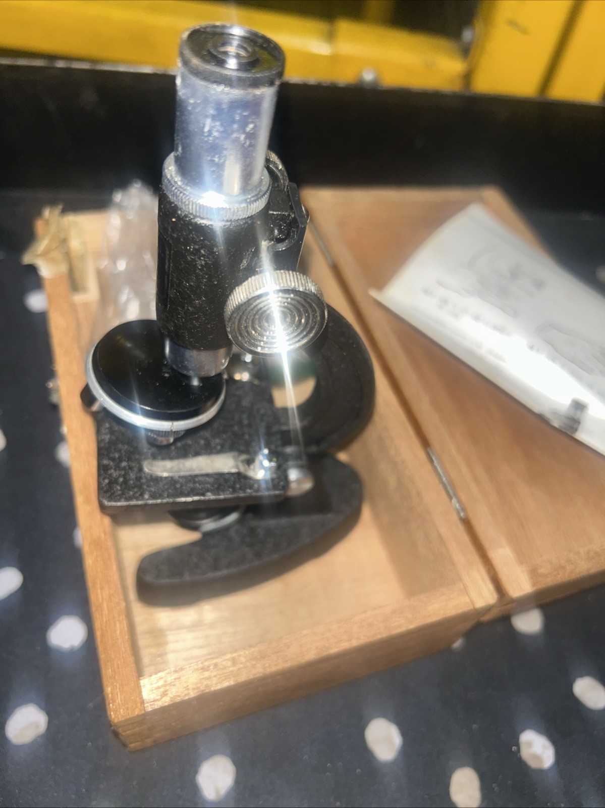 Vintage Y.K.S Microsope With Wood Box Made In Japan