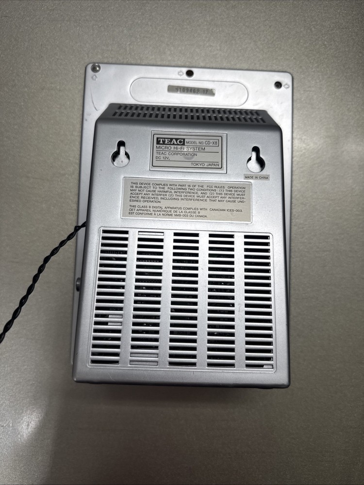 TEAC Micro Hi-Fi System CD-X8 Silver Receiver/CD Player Untested Read Below