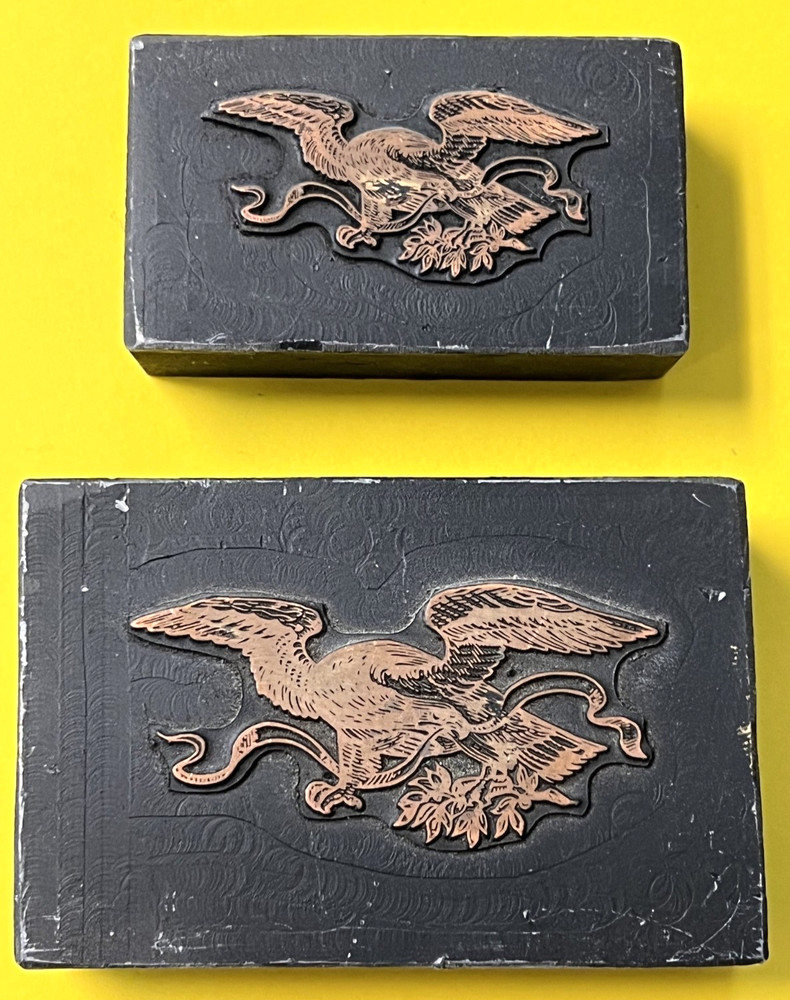 Letterpress Printer Type Block TWO EAGLES one Large and one Small
