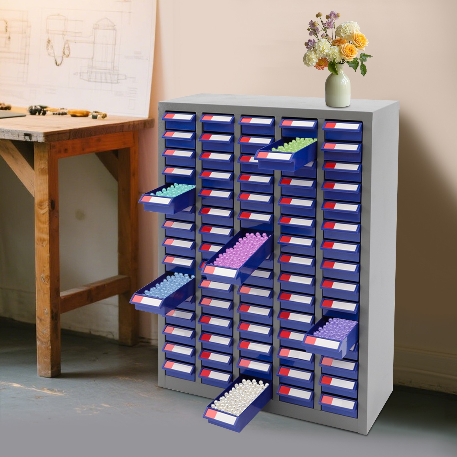 75 Drawers Parts Cabinet Small Steel Nut Tool Storage Cabinet Parts without Door