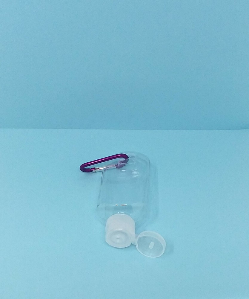 50ML Empty Leak proof Flip Cap Refillable Bottle with Key chain Hook Carabiner