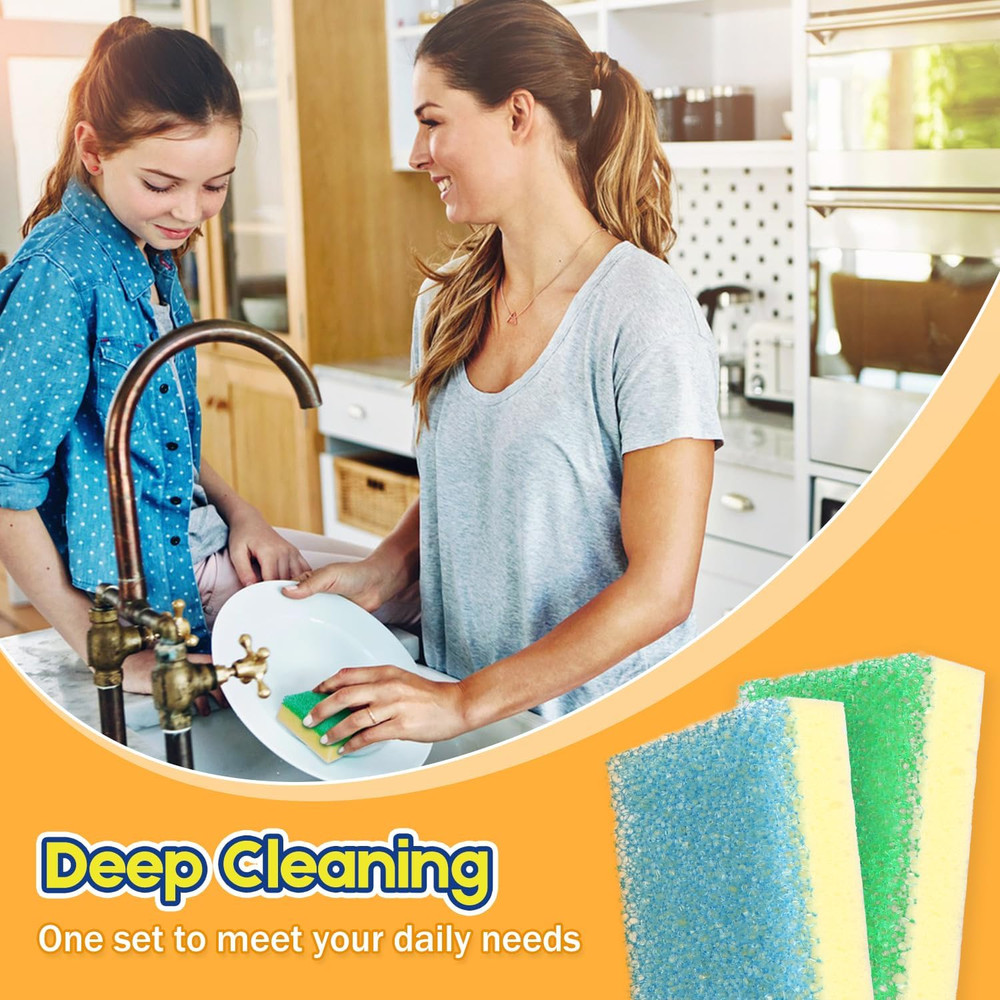 Scrub Sponge, Dual-Sided Temperature-Responsive Scrubber - Non-Scratch - Multipu