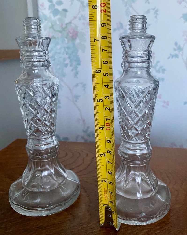 Pair 1960 Avon Bubble Bath Glass Bottles