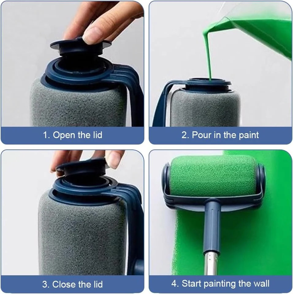 Refillable Paint Roller, DIY Ceiling Paint Roller No Drip Kit Roller