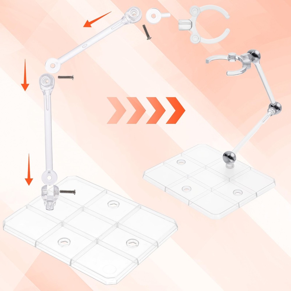 Exclaith 2 Pack Action Figure Stand Assembly transparent
