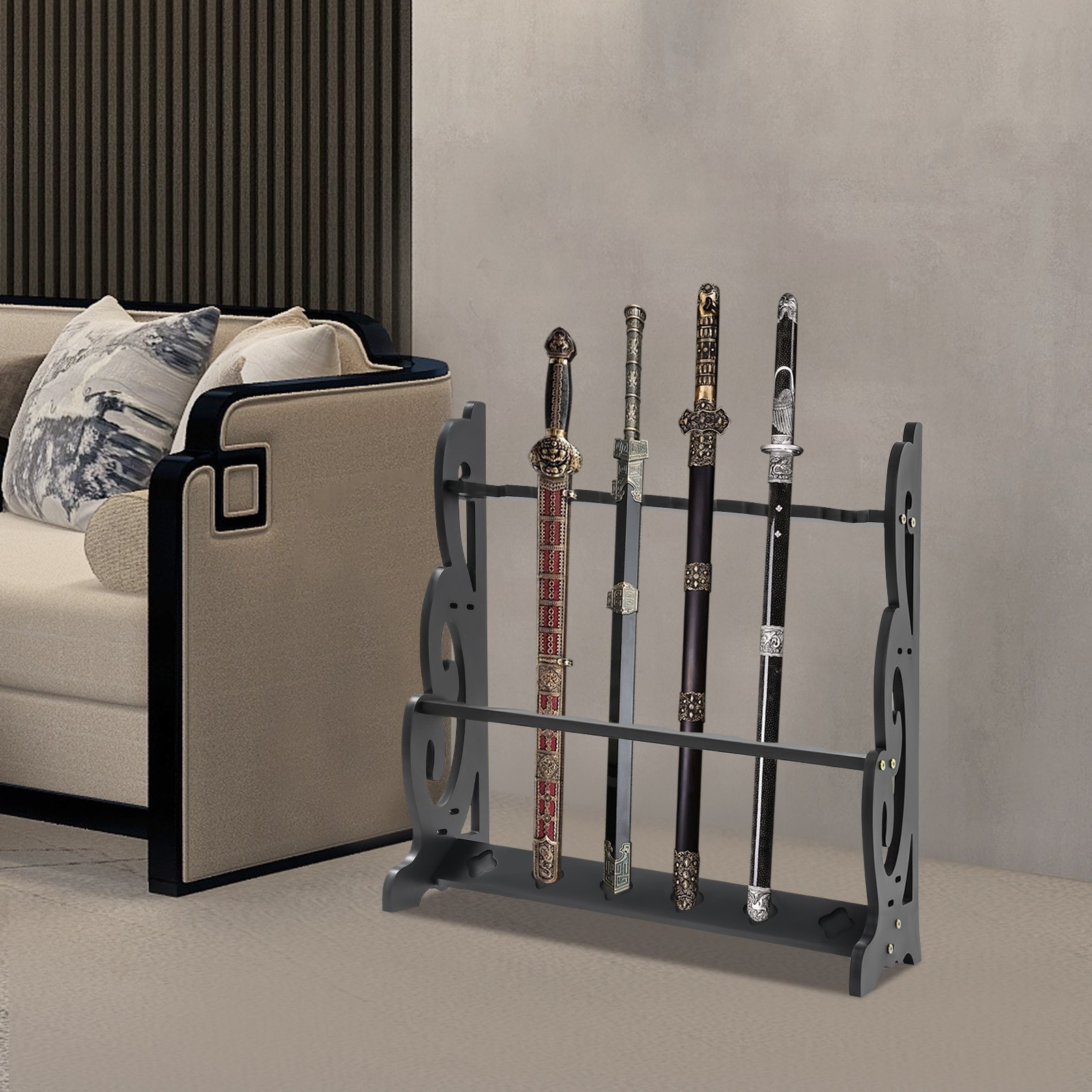 6 Hole Vertical Sword Sword Display Stand Adjustable Large Floor Sword Holder