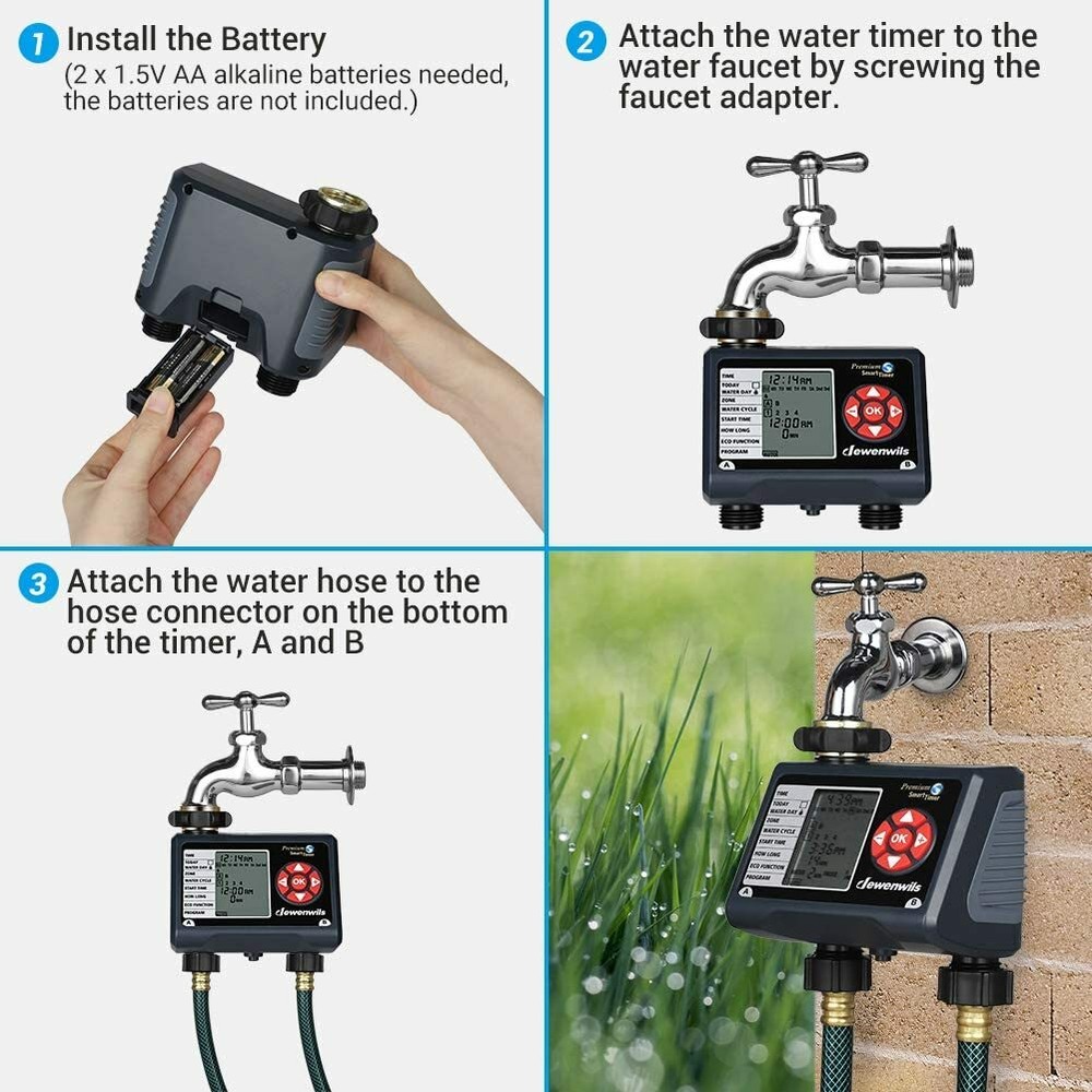 DEWENWILS Water Timer Programmable Garden Hose Sprinkler Timer Yard Irrigation
