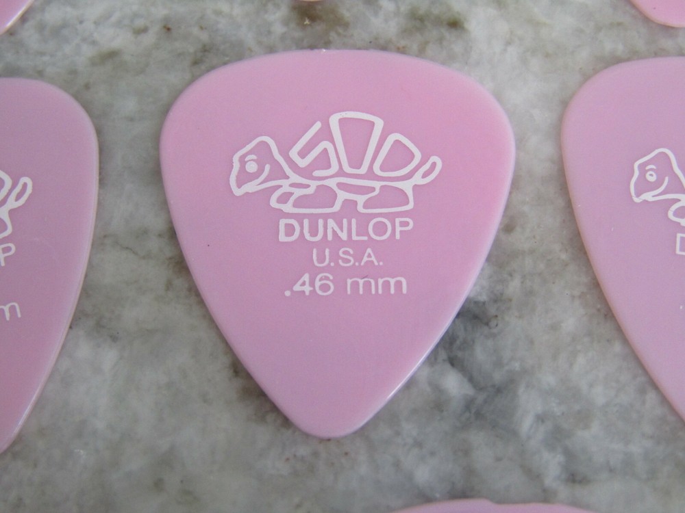 16 DUNLOP DERLIN 500 GUITAR PICKS - 351 TYPE IN PINK - LIGHT .46 mm