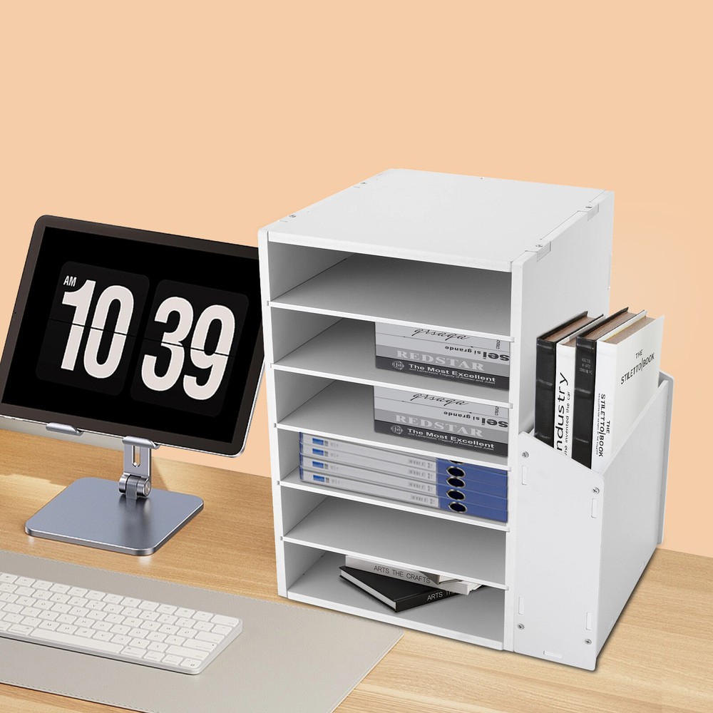 White Desktop Organizer Desktop File Holder File Organizer Modern Rectangular