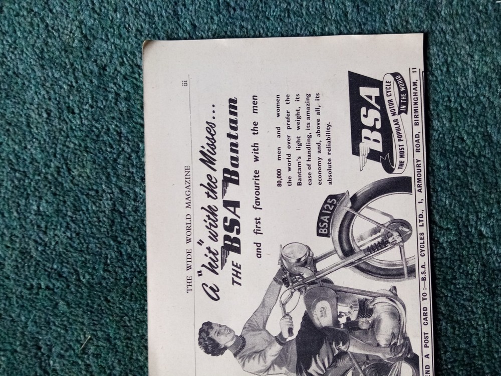 El81 Ephemera 1950s advert bsa bantam