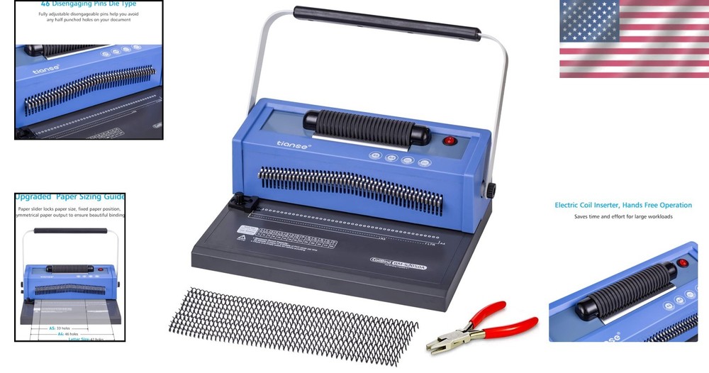 Professional Spiral Coil Binding Machine with Adjustable Margin & 100 Coils