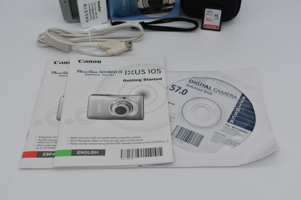 Canon PowerShot SD1300 IS Blue Compact Digital Camera 12.1MP - Bundle Tested