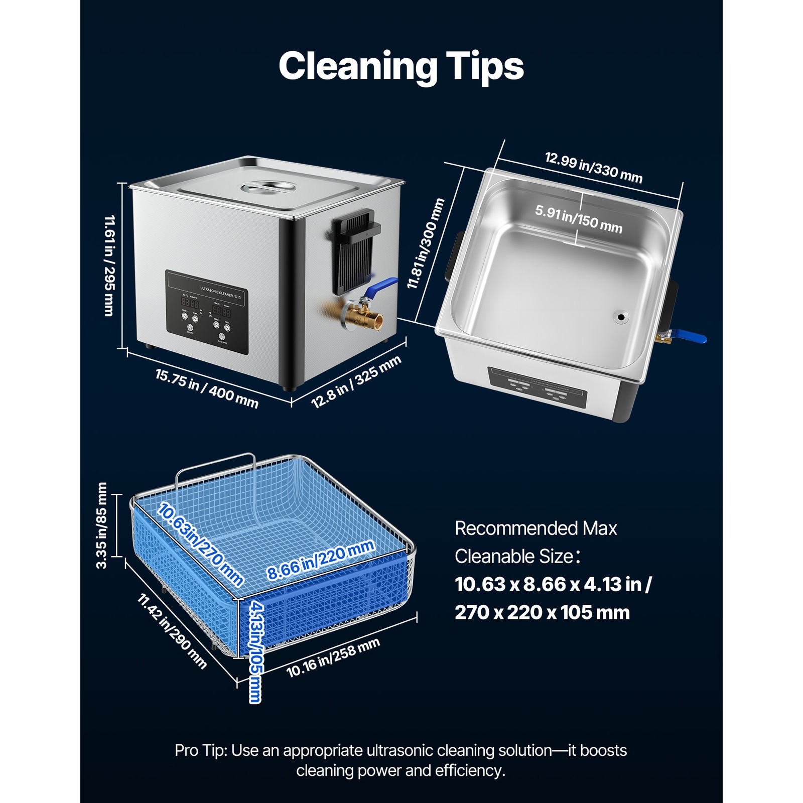 Uimoso 15L Ultrasonic Cleaner with Digital Timer & Heater Jewelry Cleaner 240W