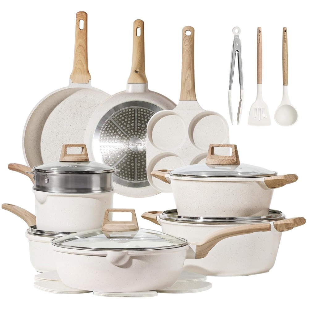 Granite Nonstick Cookware Set, 21Pcs Induction Compatible
