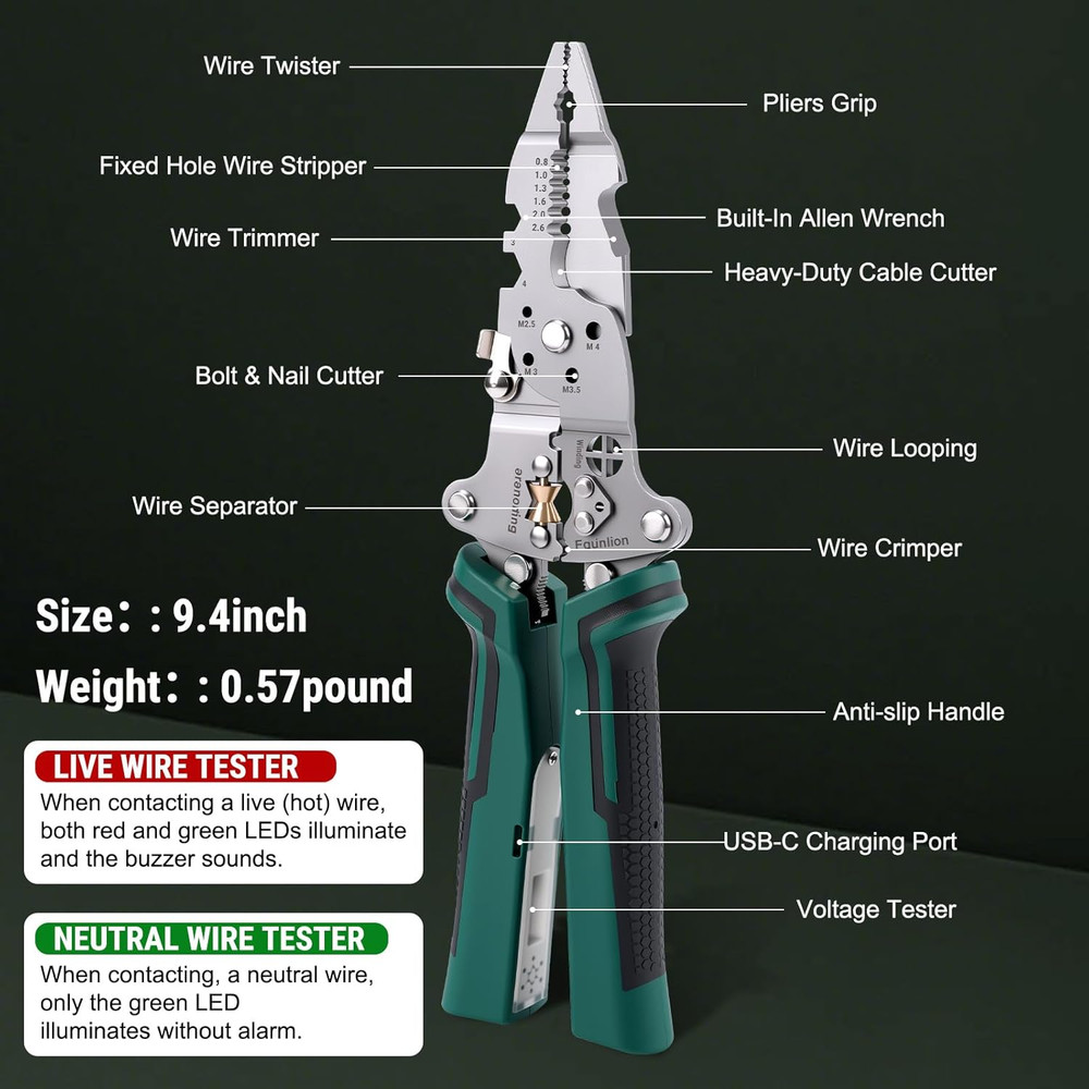 Multi-Function Foldable Wire Stripper Voltage Tester Professional Foldable