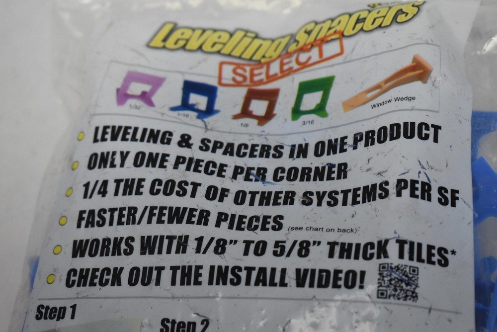 Acufloor Leveling Spacers Select 1/16" Blue Tile Leveler System 100 Piece