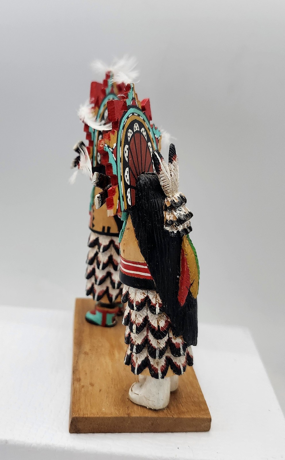 Vtg Wood Native American Hopi Salako Taka & Mana Kachina Figures M. Poseyesva Jr