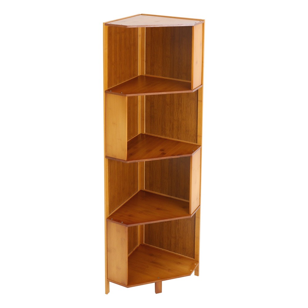 Rotating Bookshelf A-Shape Corner Bookcase Storage Freestanding Display Rack