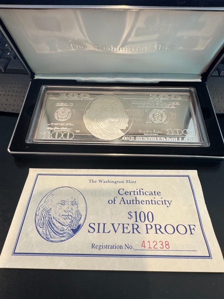 Washington Mint 1996 $100 Silver Proof Certificate