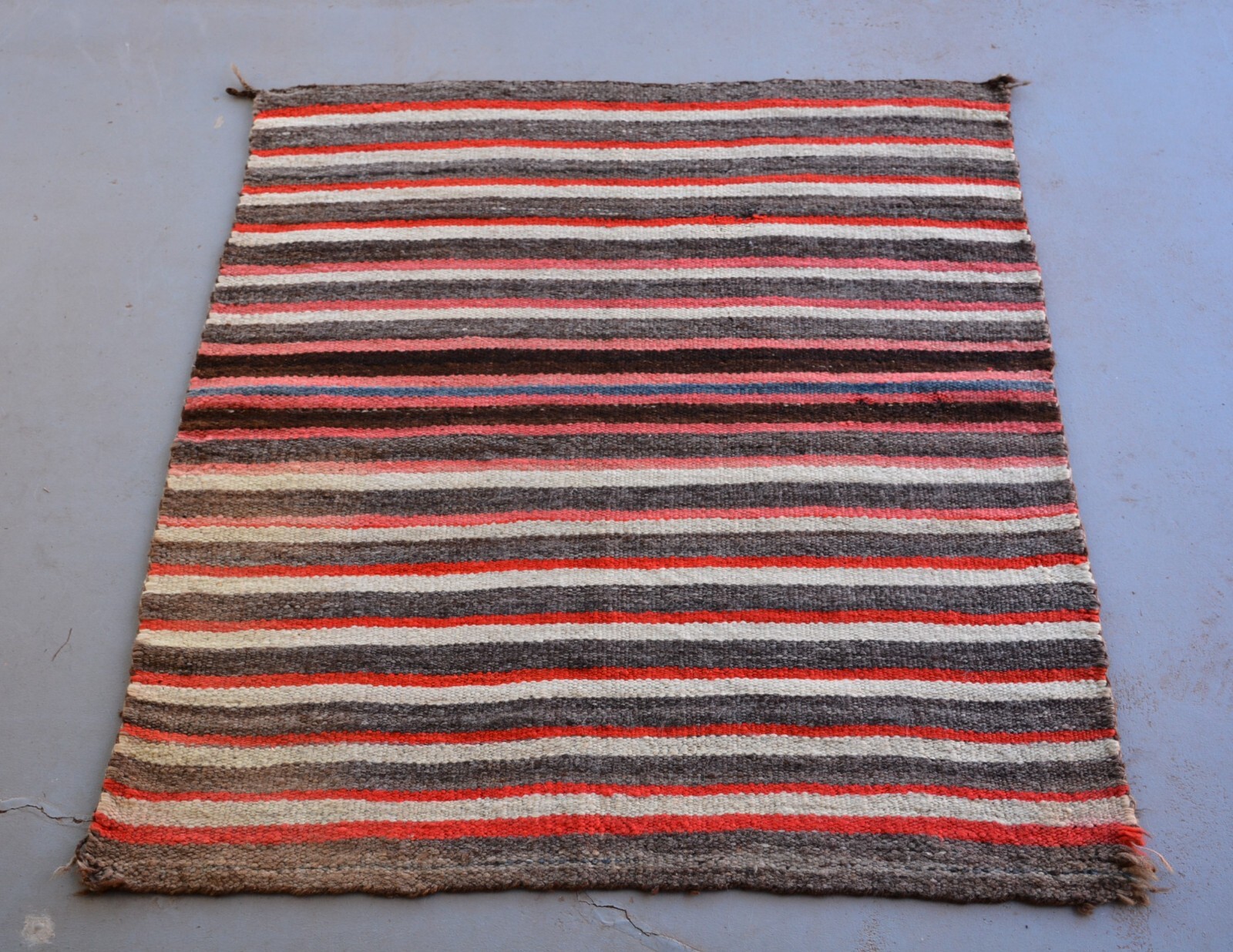 Old Navajo Child's / Saddle Blanket - Striped, Soft Wools - Circa. 1900