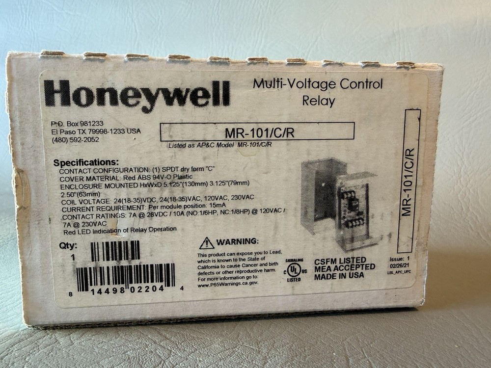 Honeywell MR-101/C/R Multi-Voltage Control Relay