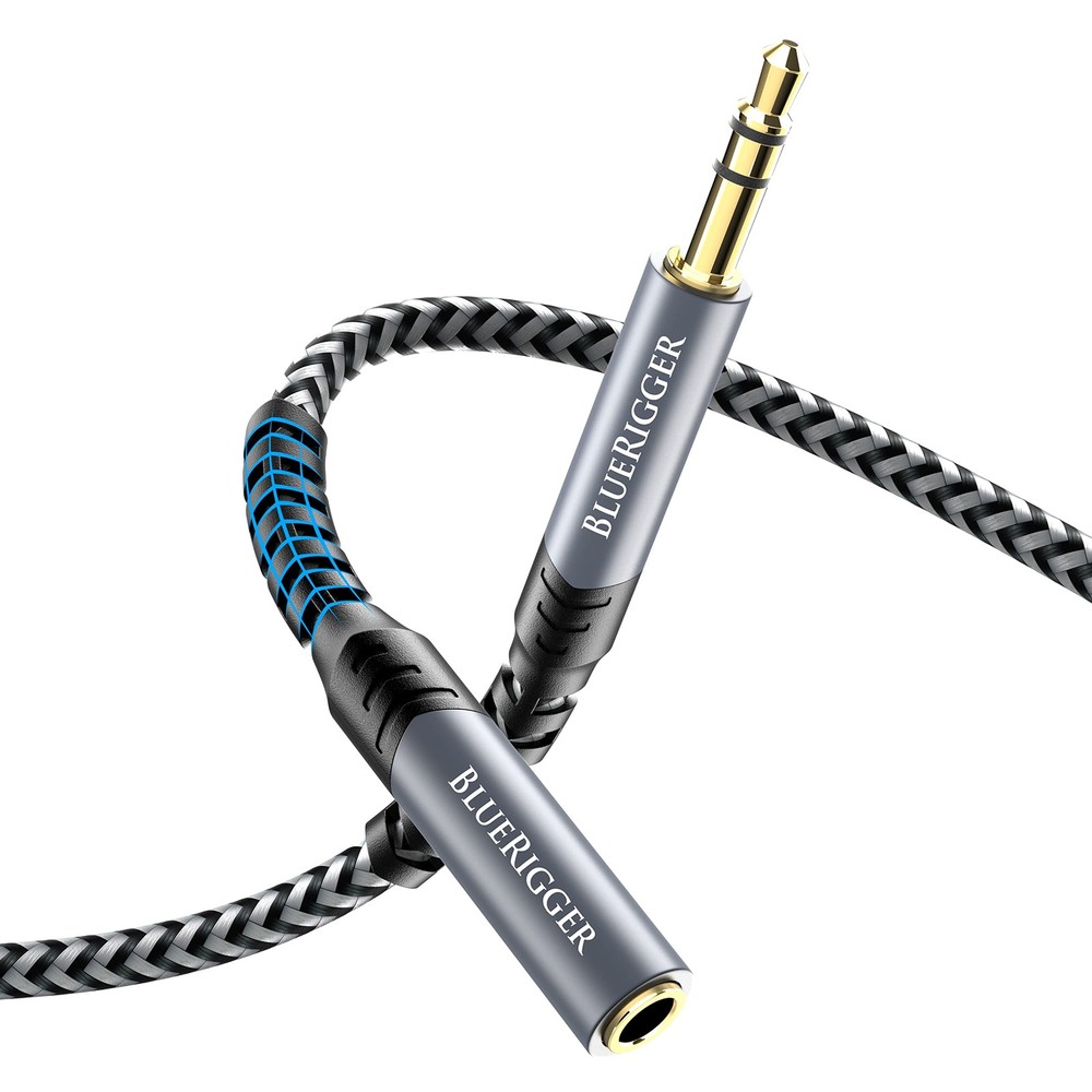BlueRigger Headphone Extension Cable (10FT, 24K Gold Plated Jack, 10FT, Black