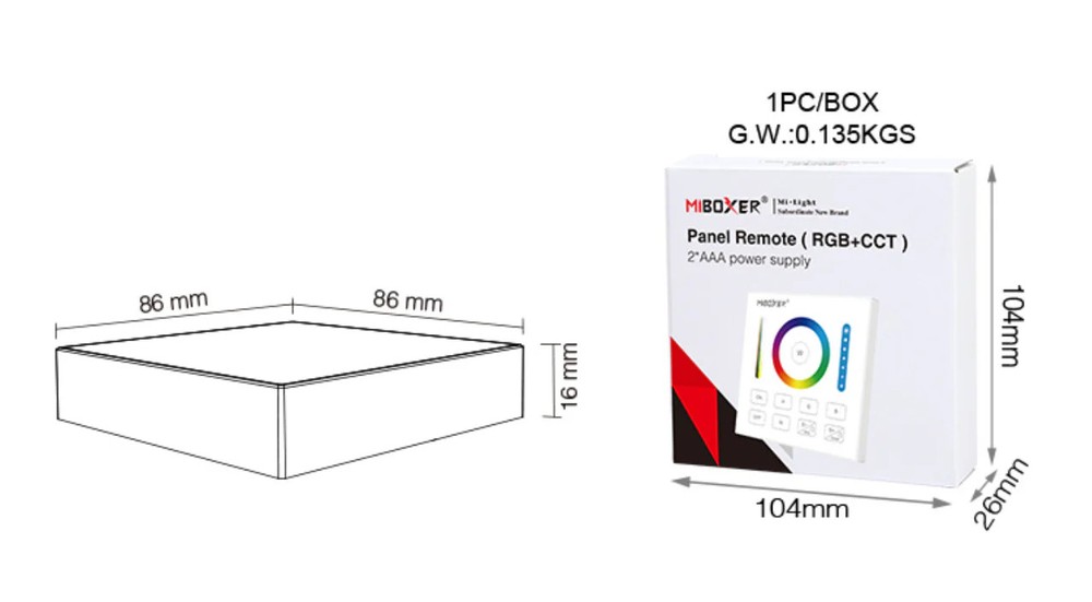 B0-B - Panel Remote (RGB+CCT) Black