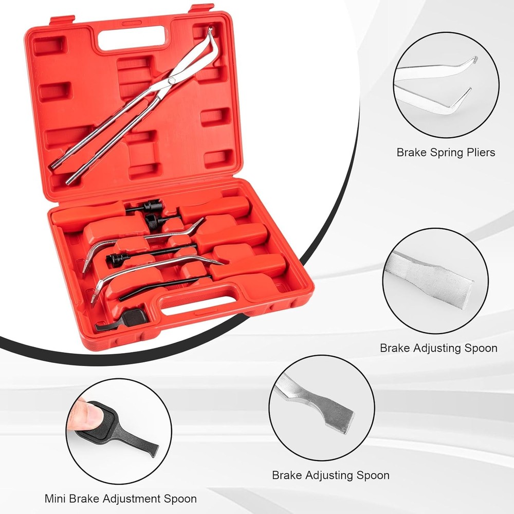 8 PC Drum Brake Tool Kit, Brake Spring Tool Set with Brake Spring Compressor, Ad