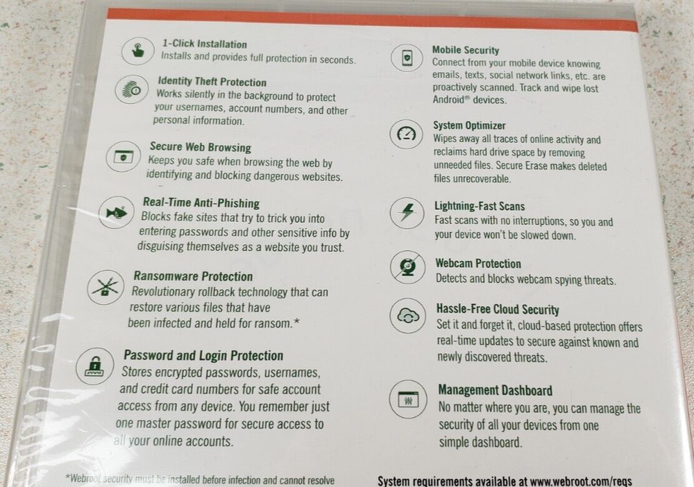 Webroot Secure Anywhere Internet Security 3 Devices New Sealed Windows Mac IOS