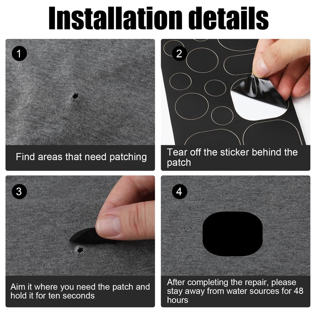 5 Sheets Down Jacket Repair Patch, Black Self Adhesive Nylon 20x10cm, black