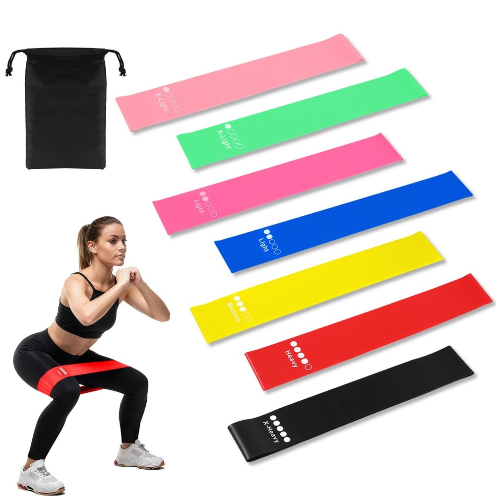 7 Pack Elastic Resistance Bands Set, Multi-Colored Workout Bands, Different L...
