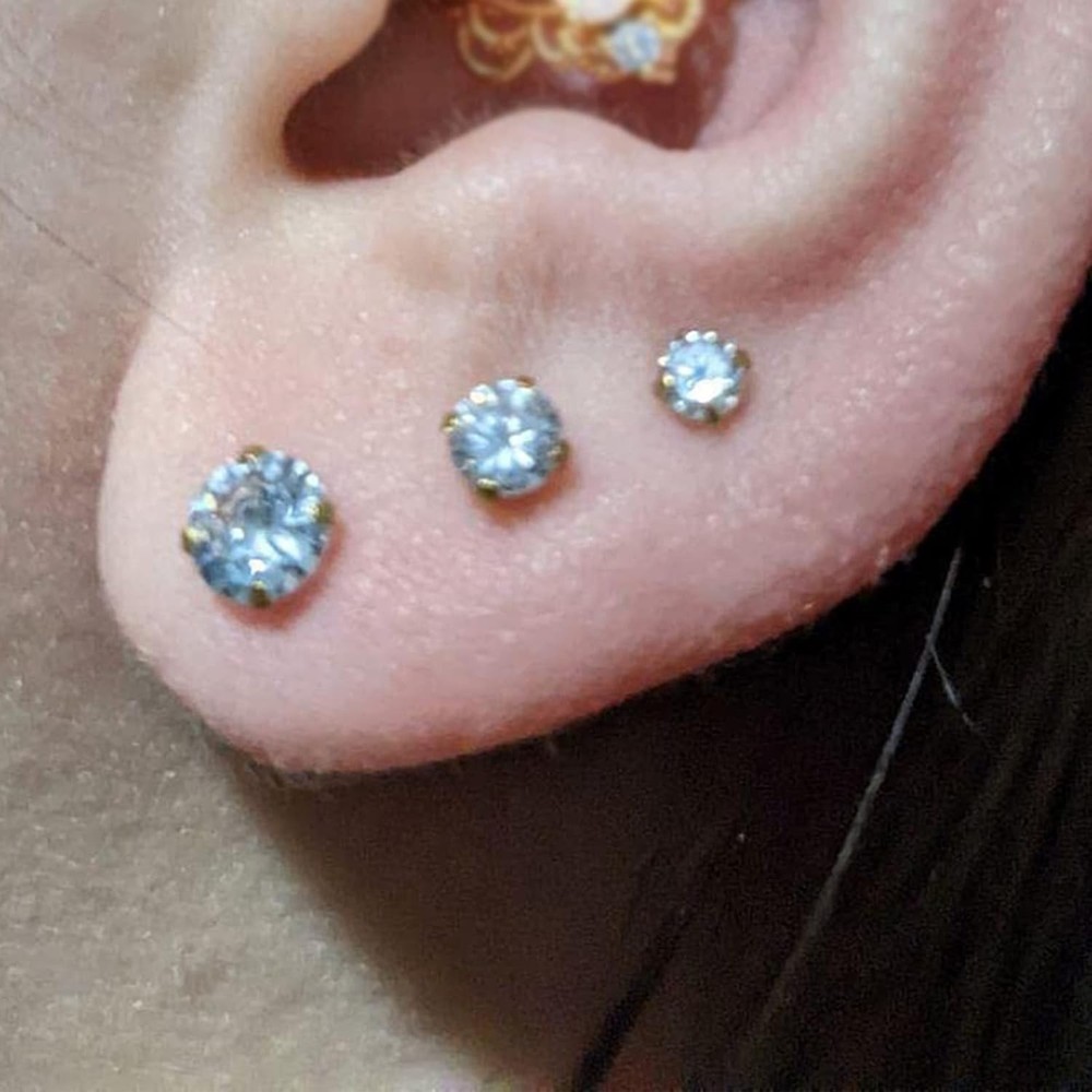 QWALIT Ear Piercing Kit Gold D2-Needle- earring studs+hoop- gold