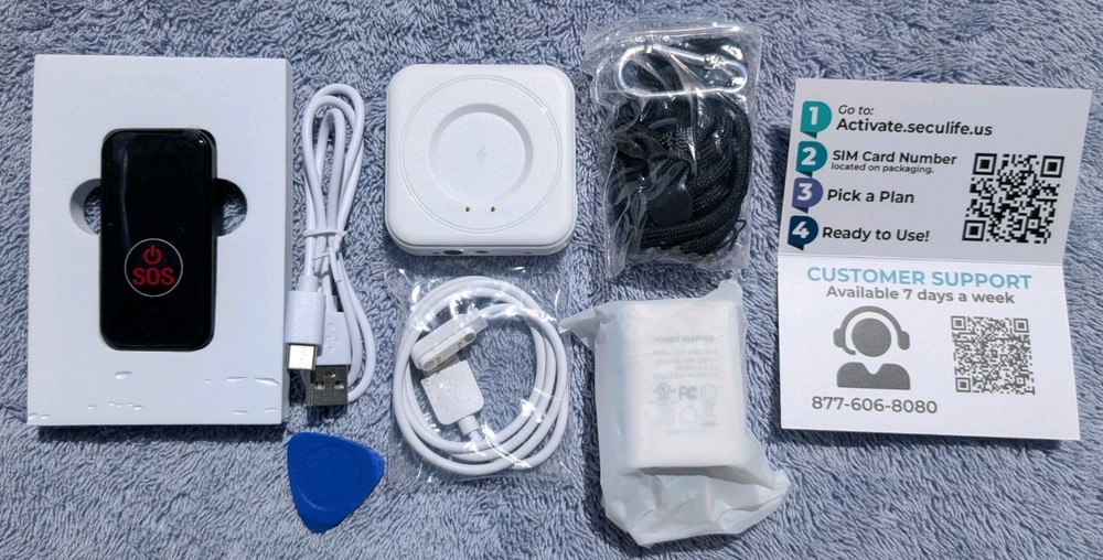 SecuLife Mobile GPS Alert Device Black with SOS Button Open Box