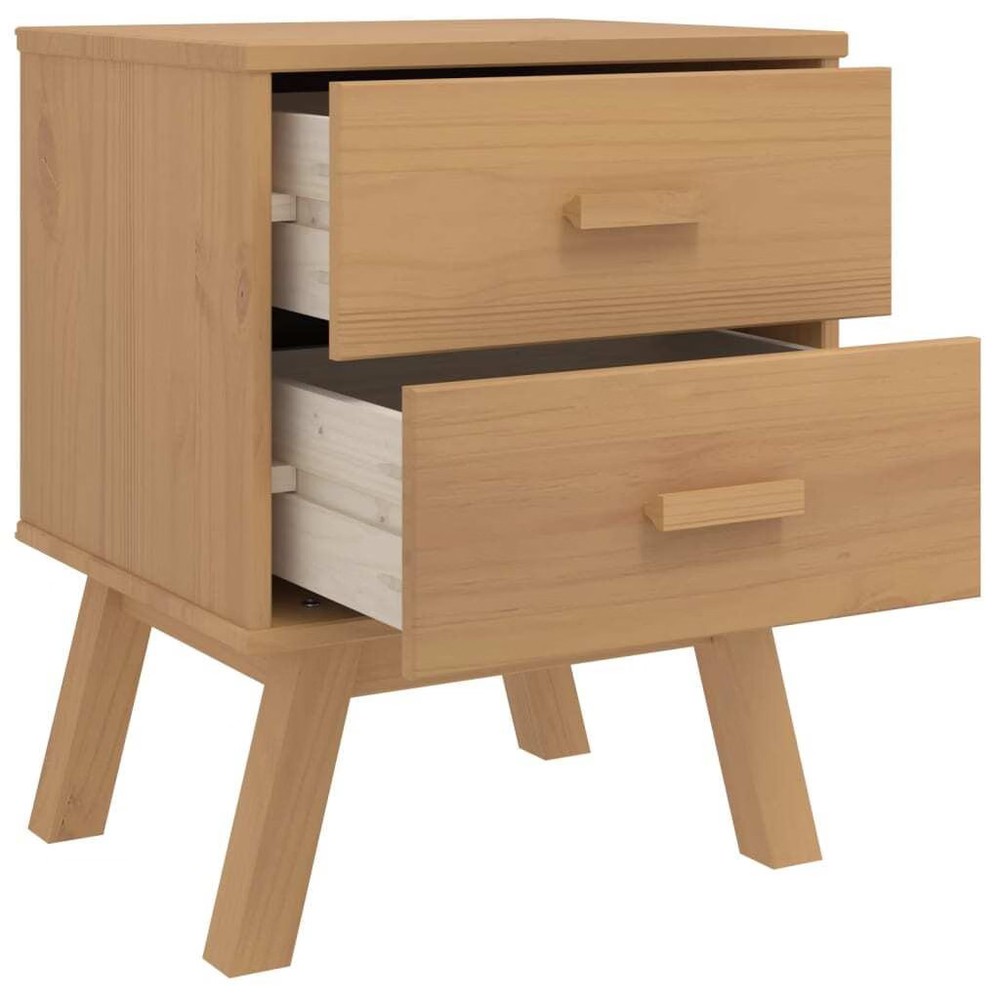 Bedside Cabinet Brown Solid pinewood with a wax finish Medium